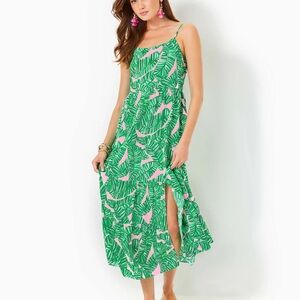 Lilly Pulitzer Green and Pink Maxi Dress